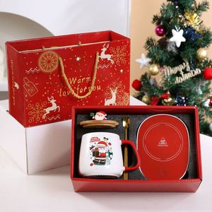 Wholesale Luxury Christmas Gift <b>Mugs</b> with Custom Logo Bamboo <b>Lid</b> & Spoon Eco-Friendly 400ml Capacity Stoneware Includes Tray - Product Image 5