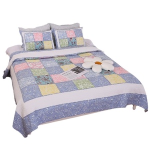 Set Copriletto Trapuntato Vintage Patchwork con Motivi Floreali <span class=keywords><strong>in</strong></span> Rilievo, Trapuntino Grande a Quadri per Aria Condizionata, Lavabile, 100% Cotone per Uso Domestico - Product Image 5