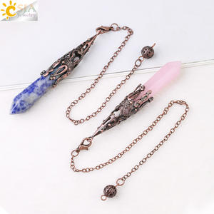 CSJA Pendule en cristal pour la divination, la radiesthésie, pendentif en pierre gemme, bronze antique, quartz, pendules <span class=keywords><strong>divinatoires</strong></span>, G883 - Product Image 5
