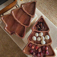 Creatieve Kerst En Nieuwjaar Boomvormige Fruitplaat Gepolijst Hout Snack En Huishoudelijke Decoratieve Schotel Wegwerp