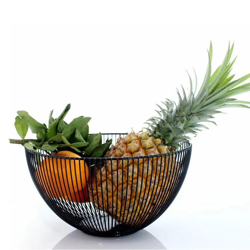 Fruit Basket Creative Geometry Black Metal Tray Vegetable Mesh Kitchen Storage
