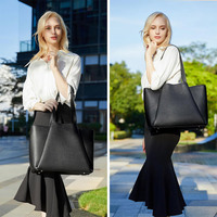 Sac fourre-tout élégant pour femme en cuir PU imperméable brodé, grand format, 2 pièces, pour ordinateur portable et téléphone, collection Printemps 2026 – Qualité supérieure