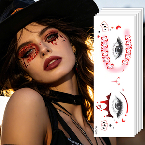 Autocollants de tatouage temporaire effet yeux d'araignée et chauve-souris, esthétique sombre, imperméables, pour le visage, idéaux pour les festivals de musique et les fêtes d'Halloween - Product Image 4