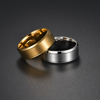 Klassischer Unisex-Ring aus Edelstahl mit abgeschrägter Kante, 6mm/8mm breit, Silber-/Goldplattierung, trendiger modischer Ring