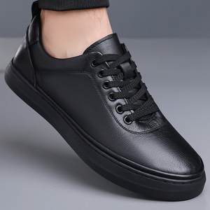 Zapatillas Casuales de Cuero Minimalistas Blancas para Hombre, Suela Ligera y Cómoda, Zapatos Versátiles con Cordones para Caminar a Diario - Product Image 2