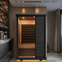 Sauna sec en bois de pruche canadien moderne et personnalisé pour 2 personnes, sauna infrarouge à spectre complet avec éclairage LED, appartement, villa