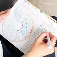 Suivi d'habitudes de haute qualité, non daté, quotidien, hebdomadaire, objectif avec calendrier en spirale métallique, journal d'habitudes, planificateur pour le bureau