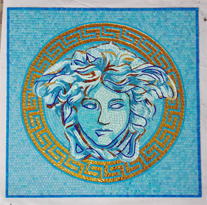 80x80cm vuông kính bức tranh tường bơi nữ thần Medusa huy chương khảm tường nghệ thuật màu xanh bên ngoài tường trang trí sàn sử dụng - Product Image 2