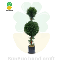 Venta directa de fábrica, árbol topiario de doble bola artificial, árbol de ciprés falso realista para decoración interior y exterior