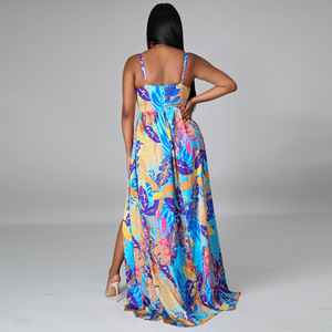 2022 de <span class=keywords><strong>moda</strong></span> de verano Floral Sexy Casual Maxi vestido de gran tamaño gordo mujer Falda larga - Product Image 3