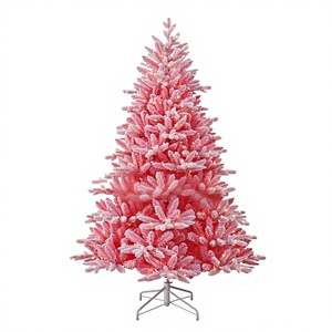 Decoraciones Navideñas Artificiales Personalizables en Oferta, Hermoso Árbol de Navidad Rosa con Nieve Artificial para las Fiestas - Product Image 2