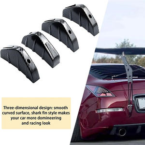 4PCS Universal Car <span class=keywords><strong>Mini</strong></span> Rear Bumper Lip Diffuser Accessoires Auto Carbon Fiber Pattern Modified Shark Fin Rear Spoiler - Product Image 2