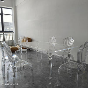 Mesa de comedor de boda de acrílico barata lista para enviar fiesta de eventos Interior Exterior restaurante Hotel MESA DE BODA transparente en stock - Product Image 1