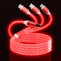 Cable de Carga Rápida 3 en 1 con Luces LED RGB para Coche y Teléfono, con Conectores 8pin/Type-C/Micro USB, para Impresora y Más