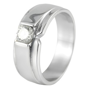 Yunnique Stainless Steel Round Diamond <b>Ring</b> Bezel Setting <b>Silver</b> US Unisex Engagement Jewelry Geometric Design FY21069 Dongguan - Product Image 5