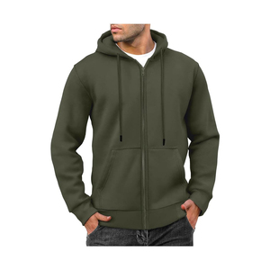 Sudadera con capucha de lana Vintage personalizable de Color sólido, chaqueta con cremallera para hombre, jersey de gran tamaño, 300 gramos, 100% algodón, Color único - Product Image 1