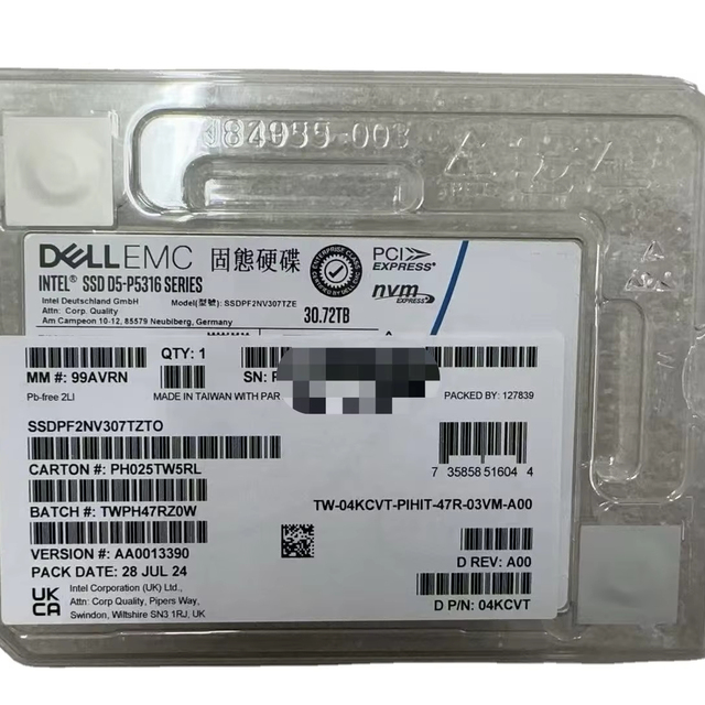 NEW 04KCVT D5-P5316 30.72TB U.2 NVMe PCIe Gen4 SSD 04KCVT SSDPF2NV307TZE for DELLEMC for Intel