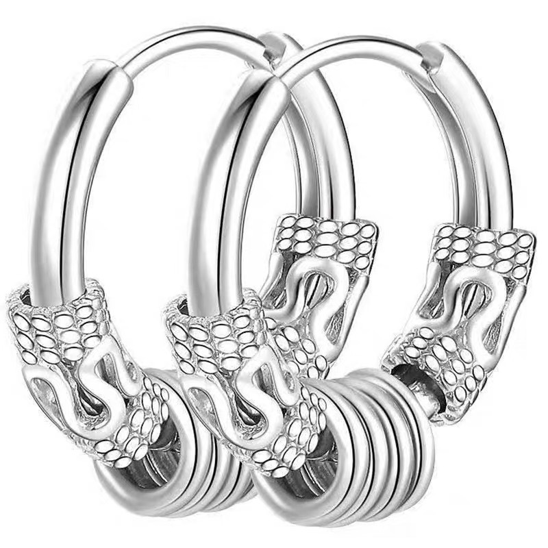 Men's Stainless Steel Hip Hop Earrings - Simple & Trendy Titanium Steel Studs For Street Style & Everyday Wear