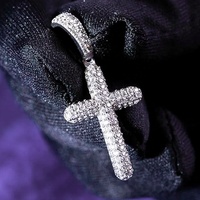 Hip Hop GRA Iced Out Bling VVS D Couleur Moissanite 925 Sterling Silver Pass Diamond Tester 2 Rangées Croix Pendentif Pour Hommes
