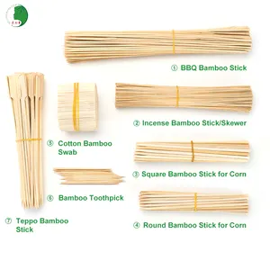 Stik bambu 150mm x 3.8mm 6 ''dan 12'' Bamboo Skewer 60cm koktail 5mm 50 Cm