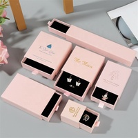 Boîte à bijoux avec tiroir en carton imprimé de papier de luxe avec logo personnalisé Boîtes cadeaux Boîte à bijoux pour collier, boucle d'oreille, bracelet, bague
