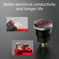 Sweideer IP65 Sakelar Tombol Tekan Logam Hitam Teroksidasi 22mm/25mm/28mm/30mm Momentary/Latching dengan LED & Konektor