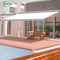 Auvent rétractable électrique anti-typhon pour bord de mer avec capteur de vent sensible, personnalisable OEM, application mobile, cadre en aluminium, pour balcon et terrasse, revêtement PVC