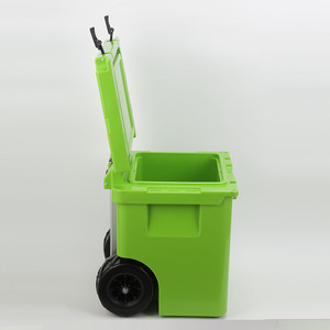 Yedi phong cách 45qt rotomolded lớn bánh CoolBox với có thể thu vào xử lý tùy chỉnh màu sắc thương hiệu trolly <span class=keywords><strong>Cooler</strong></span> <span class=keywords><strong>Box</strong></span> với bánh xe - Product Image 5