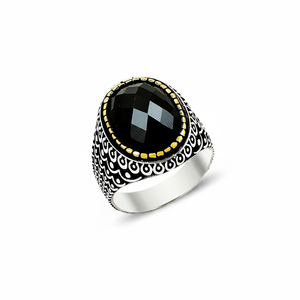 925K Sterling <b>Silver</b> Onyx Ottoman <b>Men</b> <b>Ring</b> - Product Image 2