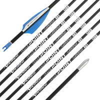 Flèche Pandarus Icepoint ID0.125\" 3.2mm 40 Tonnes en Carbone Haute Résistance avec Plume en Caoutchouc pour Tir à l'Arc sur Cible