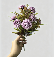 Bouquet d'hortensias artificiels à 5 têtes, fausse fleur en soie, bouquet d'hortensias artificiels, décoration de la maison, décoration de table de mariage