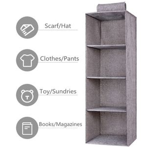 Artificial Cotton Linen Sundries Storage Bag 3/4/5layer Collapsible Hanging Storage <b>Shelves</b> Hanging Closet Organizer - Product Image 3