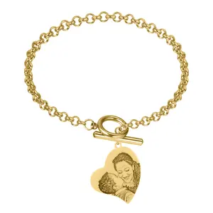 Joyería de moda, brazalete con imagen personalizada con cierre OT, pulsera con foto personalizada para regalo de mujer