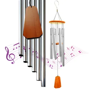 Bronze Wind Chimes Simpatia exterior Wind Chime com 6 tubos Tune Calmante Melody Memorial Wind Chimes ---- 45 polegadas