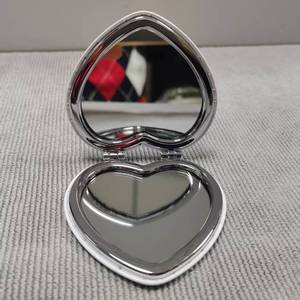 Hot Selling Double-Sided Portable Makeup <strong>Mirror</strong> PU Leather Small Heart Shape Pocket <strong>Mirror</strong> in Pink <strong>White</strong> - Product Image 4