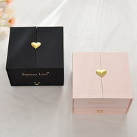 Boîte cadeau fleur de rose à double tiroir avec couvercle pour arrangement floral et emballage d'anniversaire