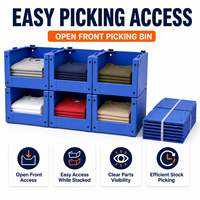 Bac de picking ouvert en plastique ondulé PP empilable, taille personnalisée pour le stockage et le picking de vêtements et de chaussures
