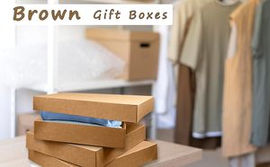 Caja de Regalo de Papel Kraft Marrón de Lujo con Tapa, Cajas de Embalaje de Cartón Plegables <span class=keywords><strong>para</strong></span> Bodas, <span class=keywords><strong>Cumpleaños</strong></span>, Venta al por Mayor - Product Image 2
