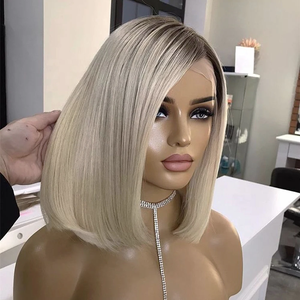 613 pelucas delanteras de encaje de <span class=keywords><strong>platino</strong></span> <span class=keywords><strong>blanco</strong></span> pelucas de cabello humano frontal de encaje transparente para mujeres pelucas de Bob <span class=keywords><strong>corto</strong></span> 10 "-30" - Product Image 2