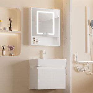 White bathroom cabinet <b>small</b>-sized smart storage <b>mirror</b> cabinet white countertop sink hanging cabinet body - Product Image 4