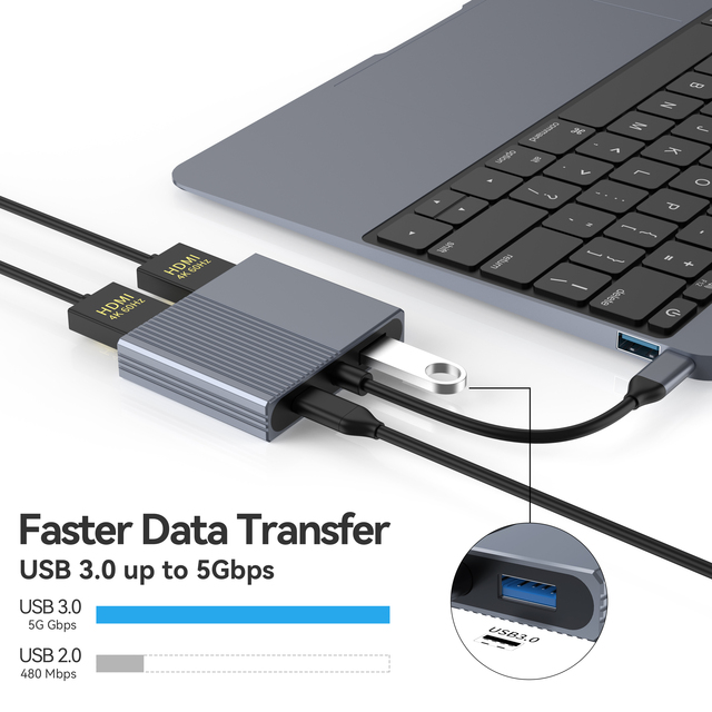 New Design 4-in-1 USB Type-C Hubs with PD 100W Charging Hub, USB 3.0 Hub for Laptop, Mac Book, Samsung