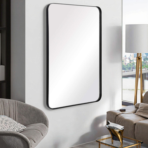 Lớn 90x60cm hình chữ nhật màu đen dày 5mm hiện đại vòm kim loại khung treo tường phòng tắm gương trang trí treo kính hiện đại - Product Image 2