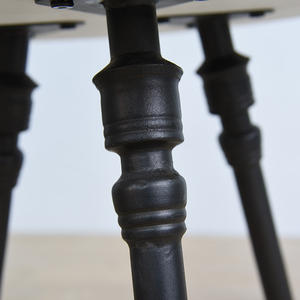 Meubles de salon, nouvelle table basse ronde rustique, petite, en bois sculpté, plateau en métal, base en fer, décorative, durable, facile à assembler - Product Image 6