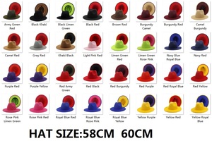 Custom Polyester Cotton <strong>Black</strong> Red Wide Brim <strong>Fedora</strong> <strong>Hat</strong> for Festival Party Events - Product Image 2