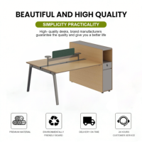 Bureau de travail ergonomique moderne en bois pour 2 personnes, postes de travail modulaires pour ordinateur portable
