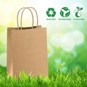 Bolsas de Papel Kraft para Compras, con Asas, Lisas, Color Marrón, en Tamaños Pequeño, Mediano y Grande, para Mercancía, Regalos y Comestibles, Venta al Por Mayor Personalizadas - Product Image 4