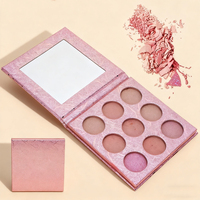 Palette à paupières vide 9 compartiments, boîte en carton à fermeture magnétique avec miroir, logo personnalisé, emballage en papier écologique pour maquillage