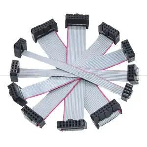 OEM Factory 6 8 10 12 14 16 18 20 24 26 30 32 34 40 50 60 64 Pin 1.27mm Pitch Idc 2.54mm Connector Grey Flat Ribbon Wire Cable