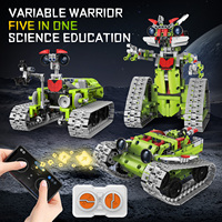 Robot de programmation télécommandé STEM polyvalent 5-en-1 Lunar 2,4 GHz rechargeable en plastique ABS, blocs de construction fantastiques de science-fiction
