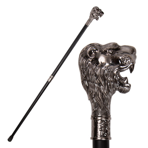 Tête de lion rugissant sculptée avec des détails de crinière vif et détaillés, style rétro audacieux et noble, disponible en finitions or et gris antique. - Product Image 2